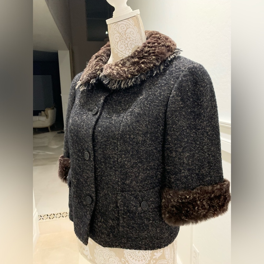 Rare Chanel Tweed With Rabbit Jacket Size 42 - Picture 6 of 16